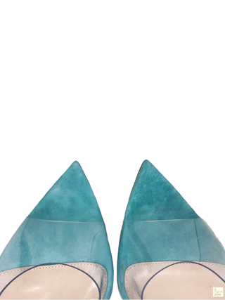 Gianvito Rossi Blue Suede Transparent Heels