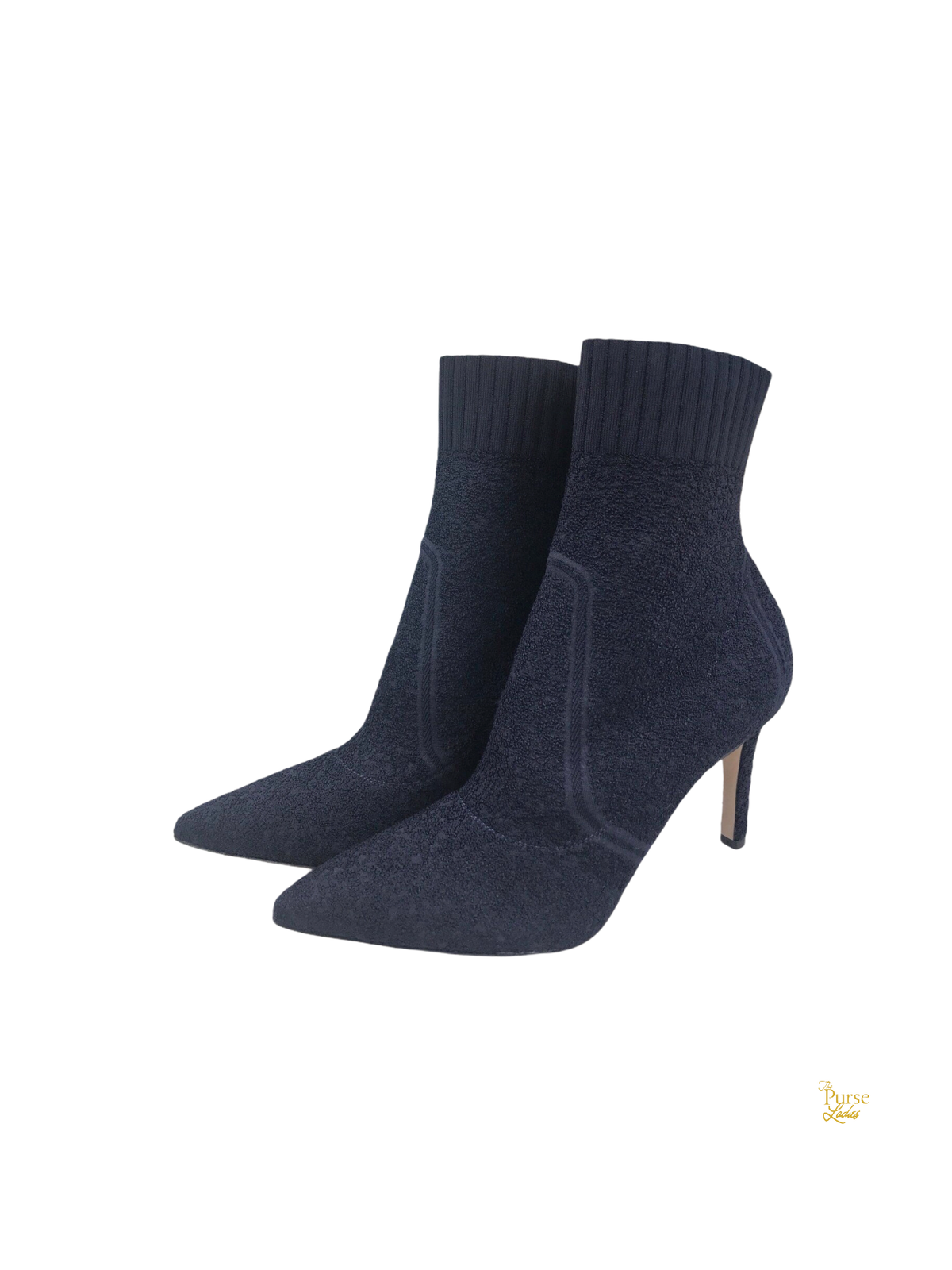 GIANVITO ROSSI Blue Boucle Katie Knitted Sock Booties