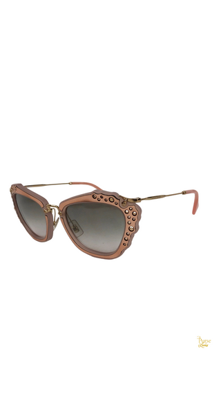 MIU MIU SMU04Q Pink Studded Cateye Sunglasses