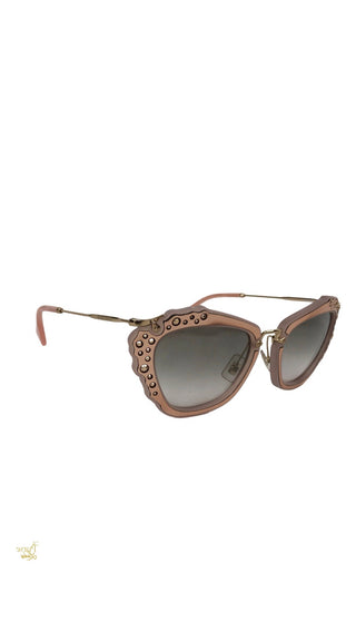 MIU MIU SMU04Q Pink Studded Cateye Sunglasses