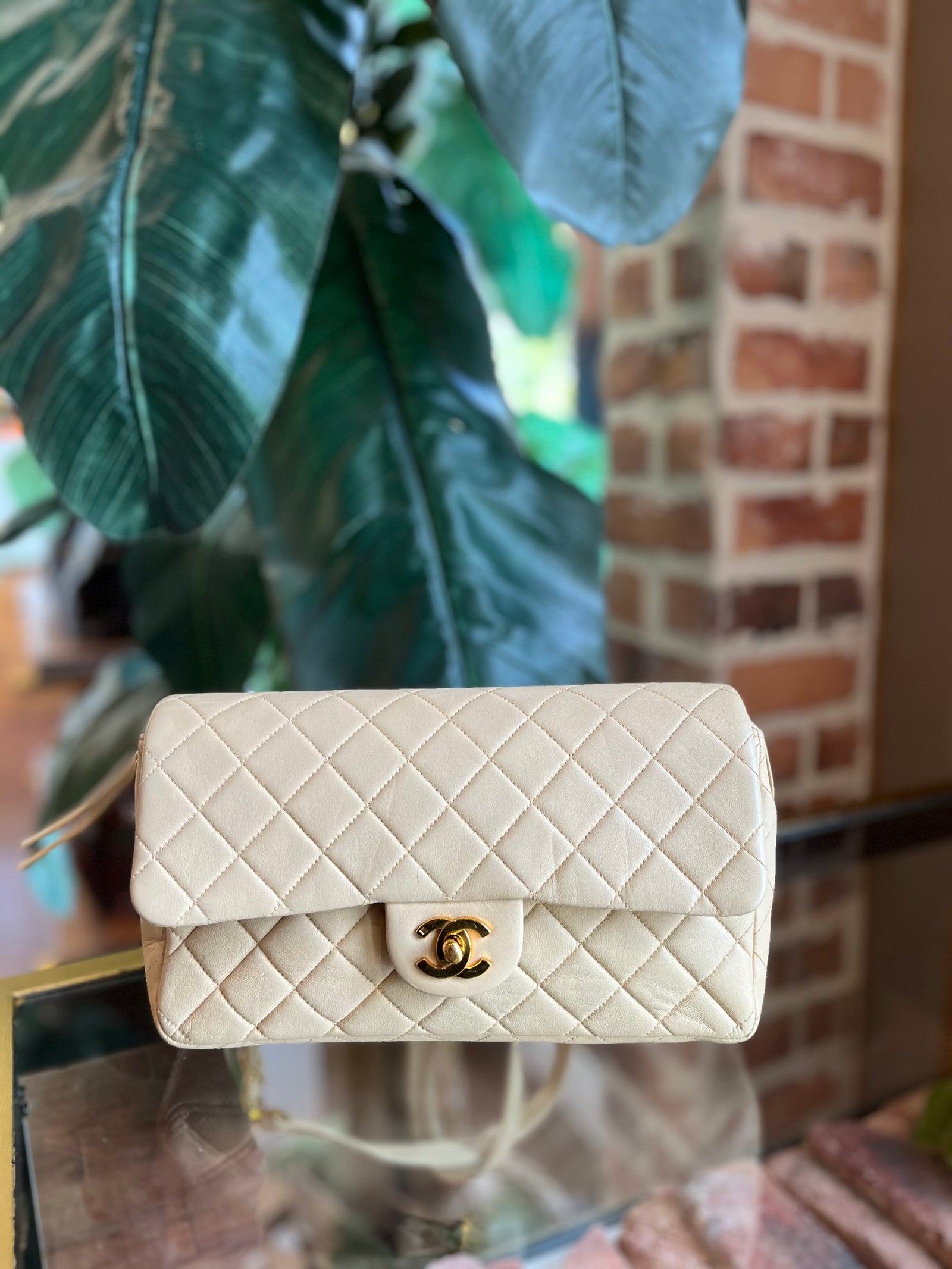 CHANEL Caviar Quilted Medium French Riviera Flap Beige 1021435