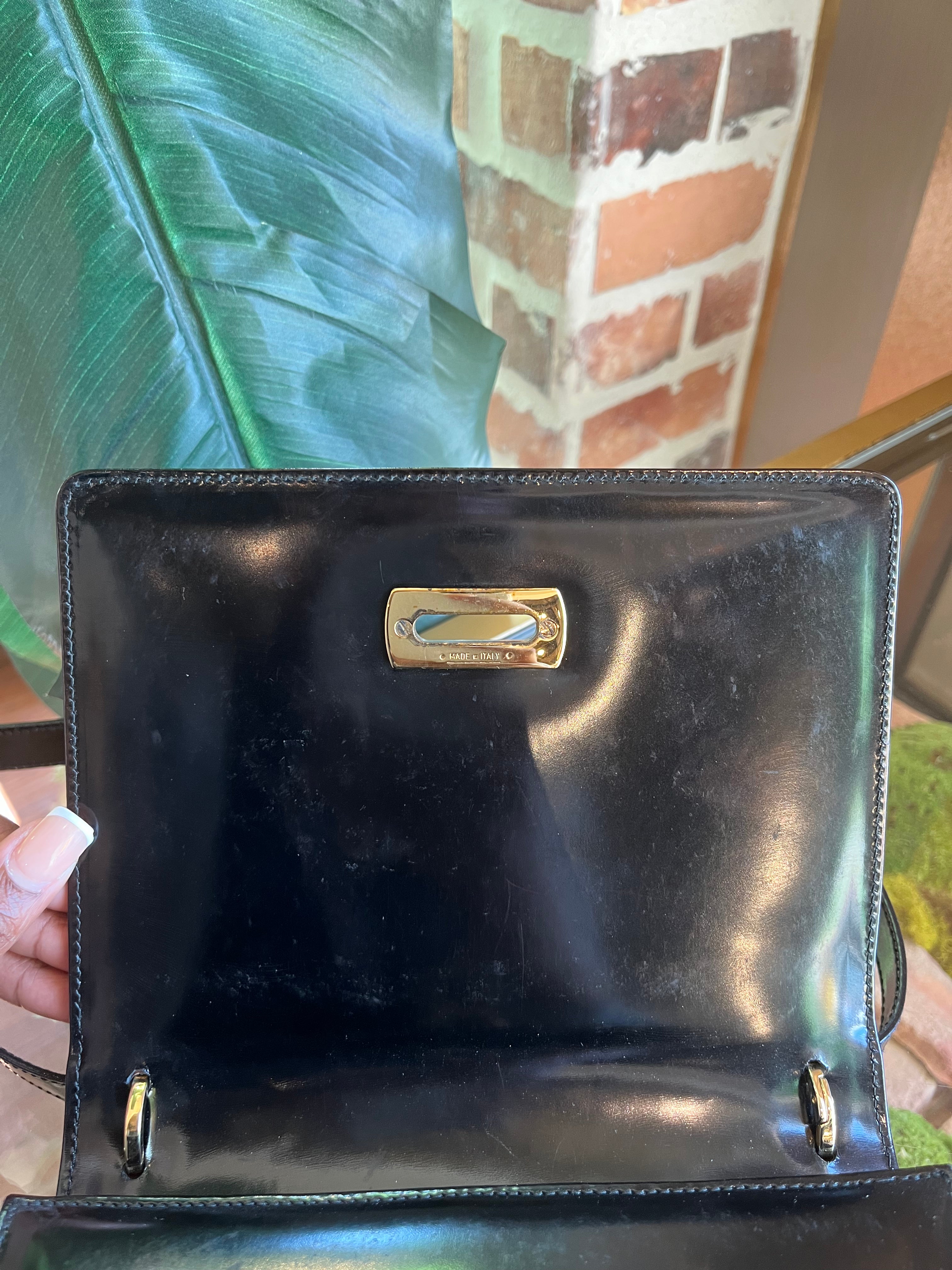 Ferragamo Black Patent Bag - Ann's Fabulous Closeouts