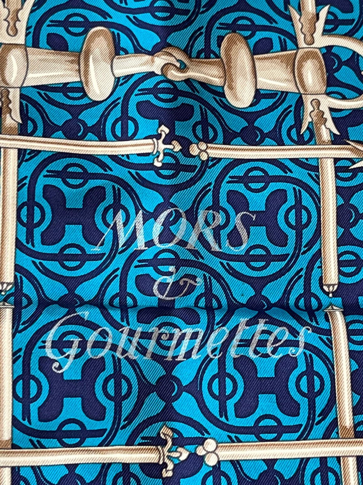 Hermès Blue Mors et Gourmettes Silk Scarf