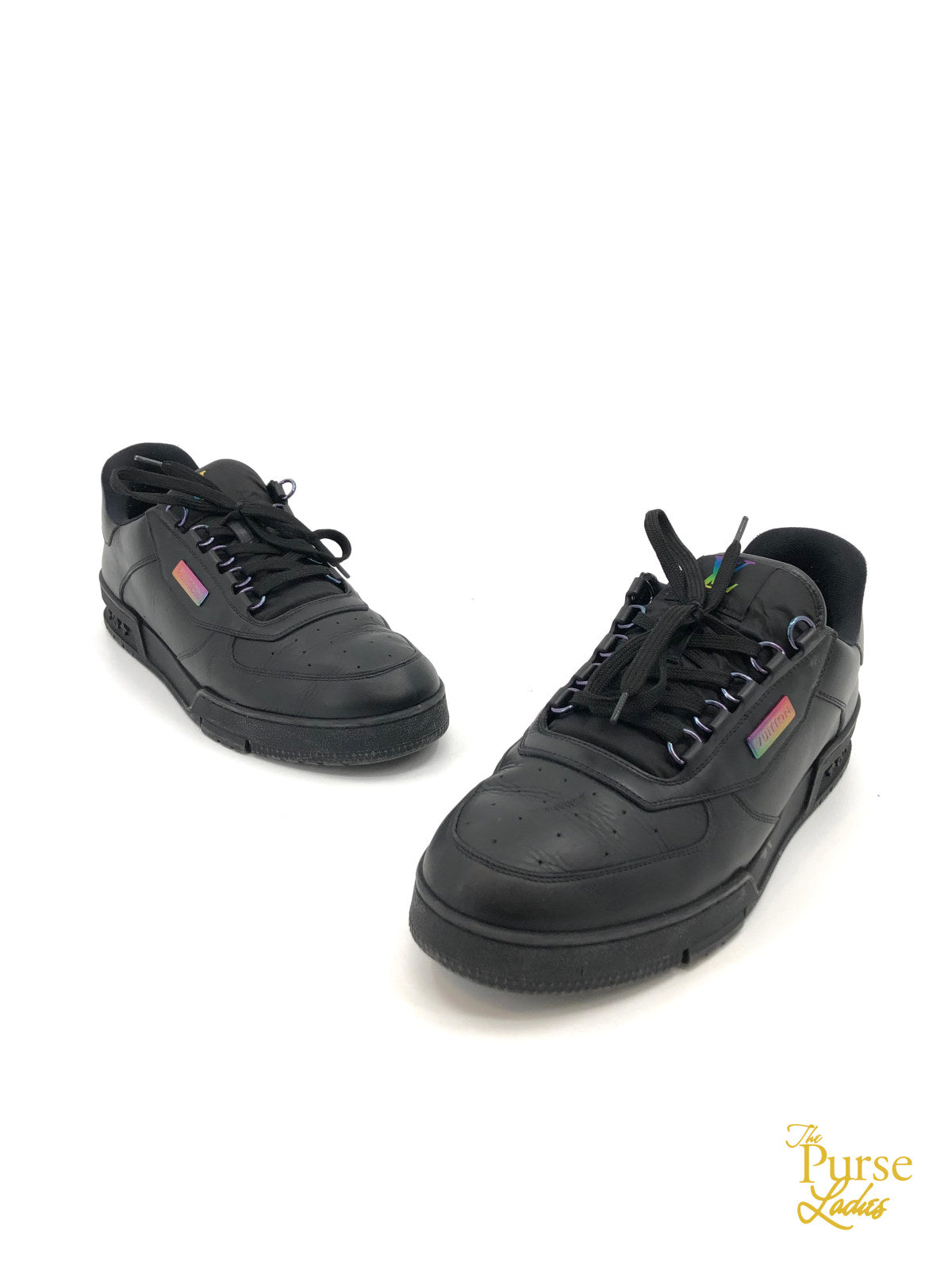 Leather trainers Louis Vuitton Black size 10 US in Leather - 27479396
