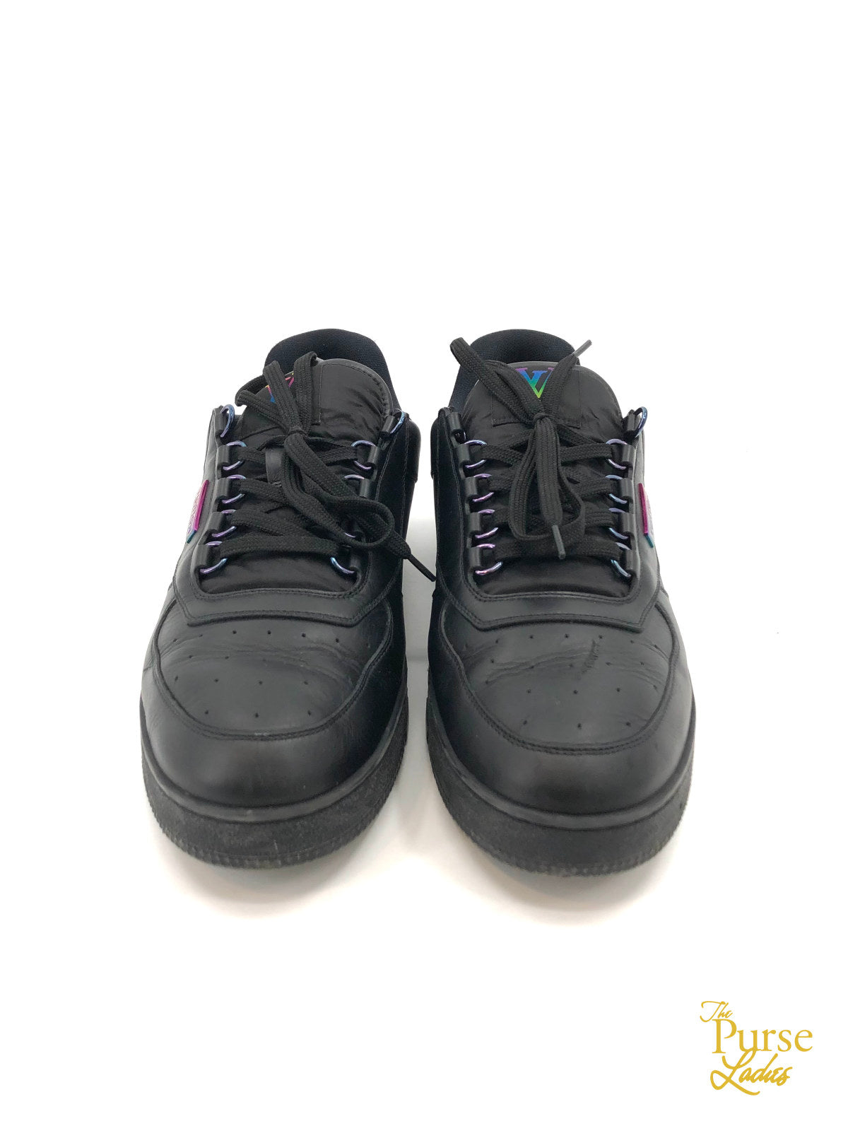 Lv trainer leather trainers Louis Vuitton Black size 9.5 UK in Leather -  33039959
