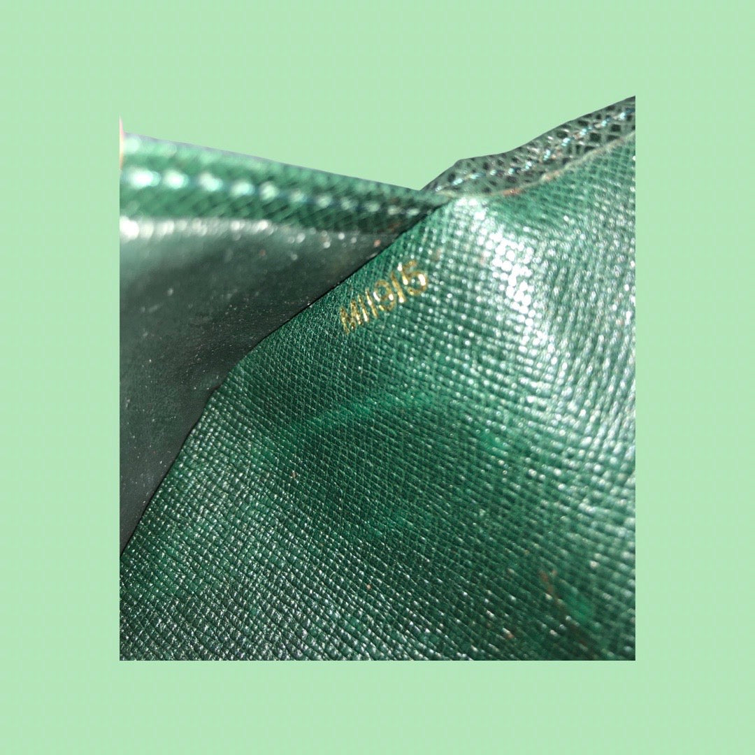 Louis Vuitton, Bags, 994 Authentic Louis Vuitton Green Taiga Leather  Organizer Wallet